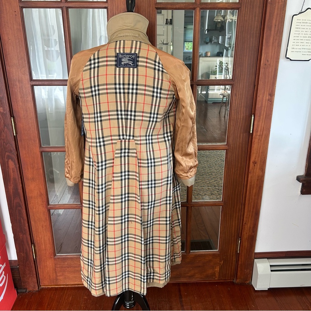 Vintage Burberry Burberrys Trench Coat Classic Double Breasted Woman's 10 Long - Picture 5 of 12